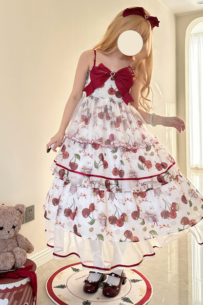 Retro Antique Cherry Sweet Lolita Dress + Jumper Skirt