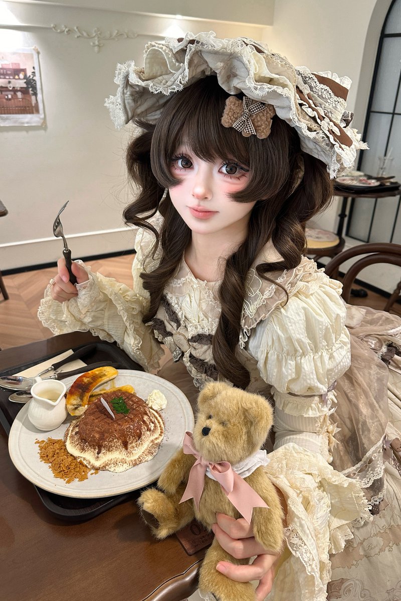 Briana Bear Print Dream Doll Lolita Dress + Jsk + Skirt + Shirt + Petticoat