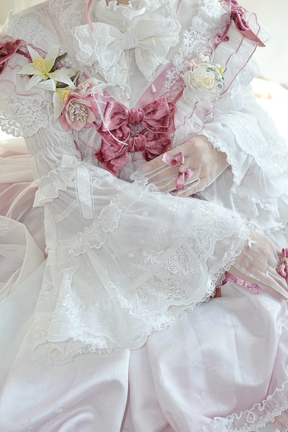 Flower Banquet Princess Sleeve Shirt + Ruffle Lolita Dress