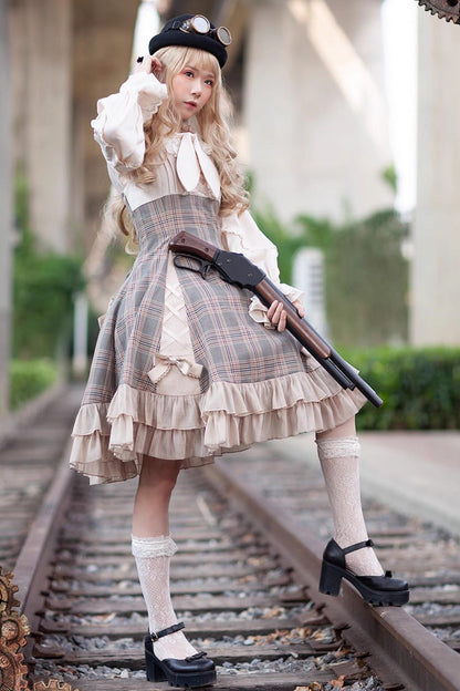 Multi-color Backlight Memoirs Slim Bowknot Sleeveless Ruffle Classic Lolita Dress