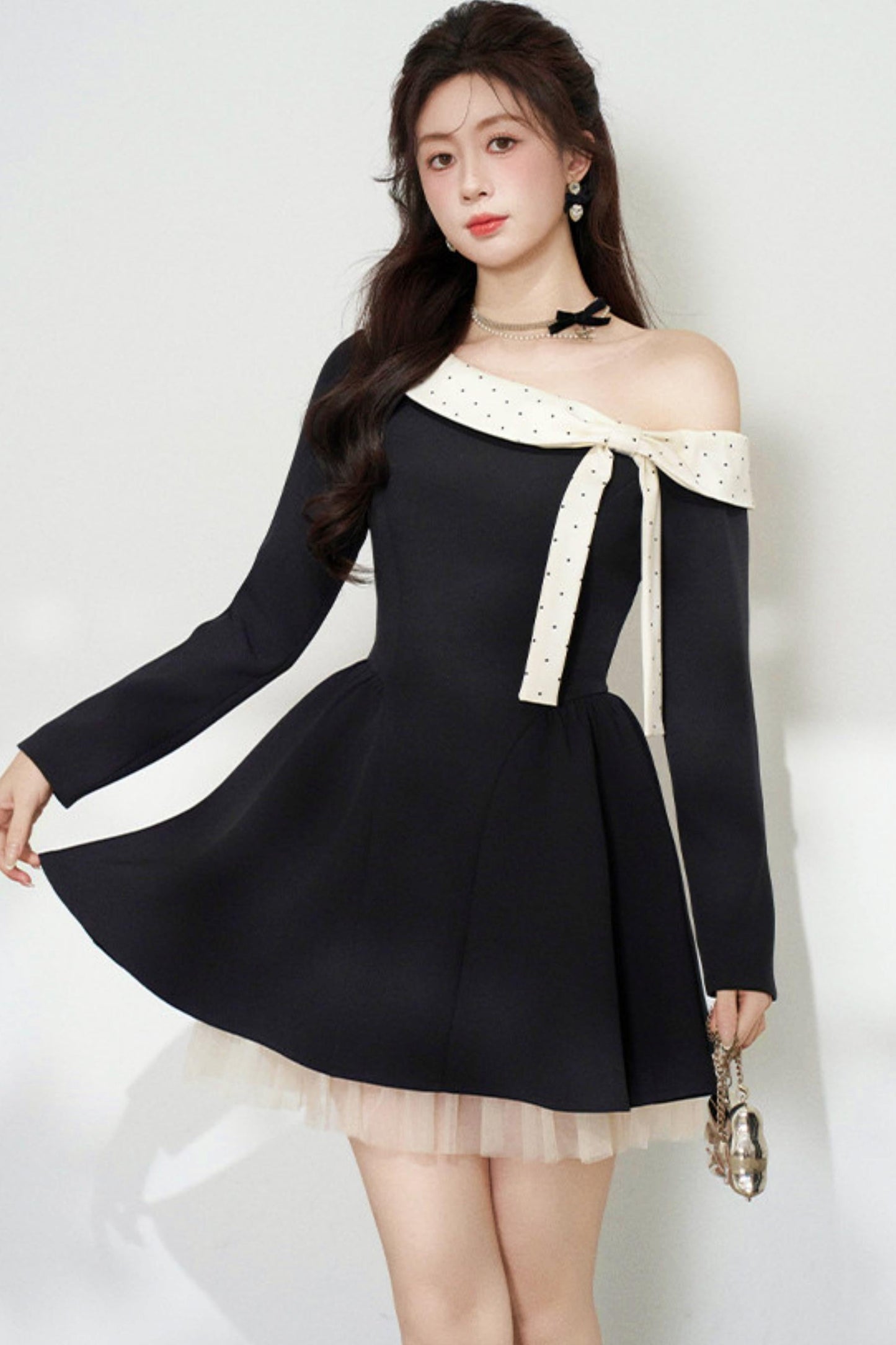 French Sweet Off Shoulder Dress
