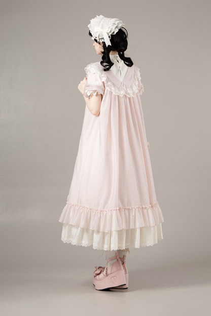 [pre-order] Rose Ruffle Lolita Dress + Dress + Belt + Brooch + Ribbon + Headband + Sleeve