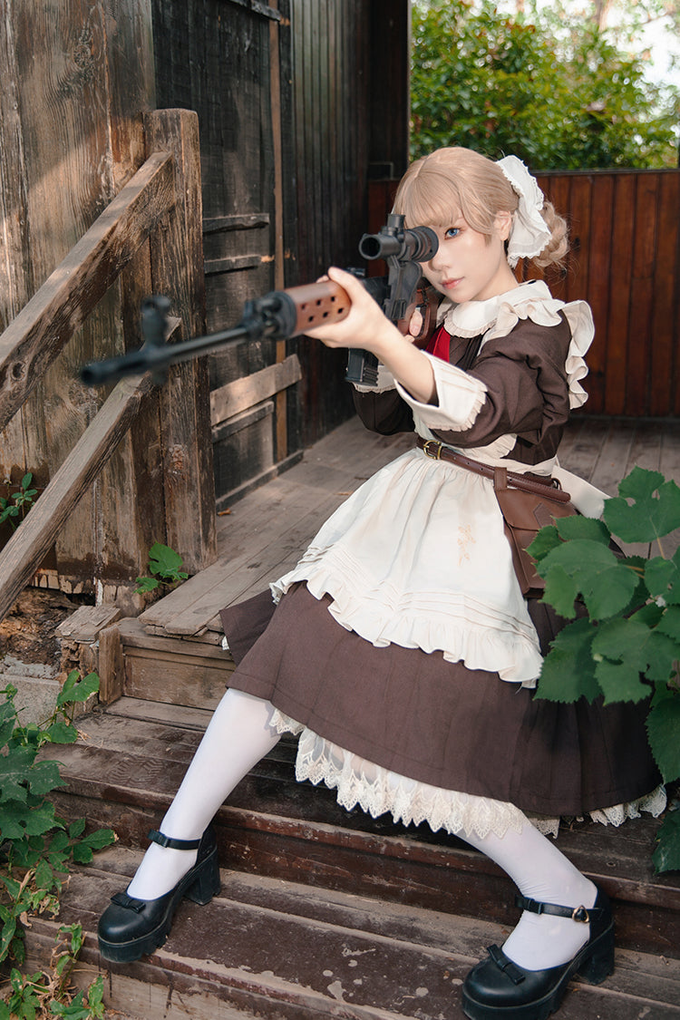 [violent Maid] Long Puff Sleeves Bowknot Classic Lolita Dress 2 Colors