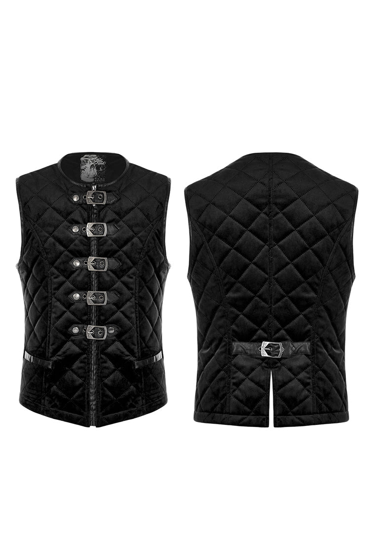 Black Inter-cotton Sleeveless Buckle Gothic Vest