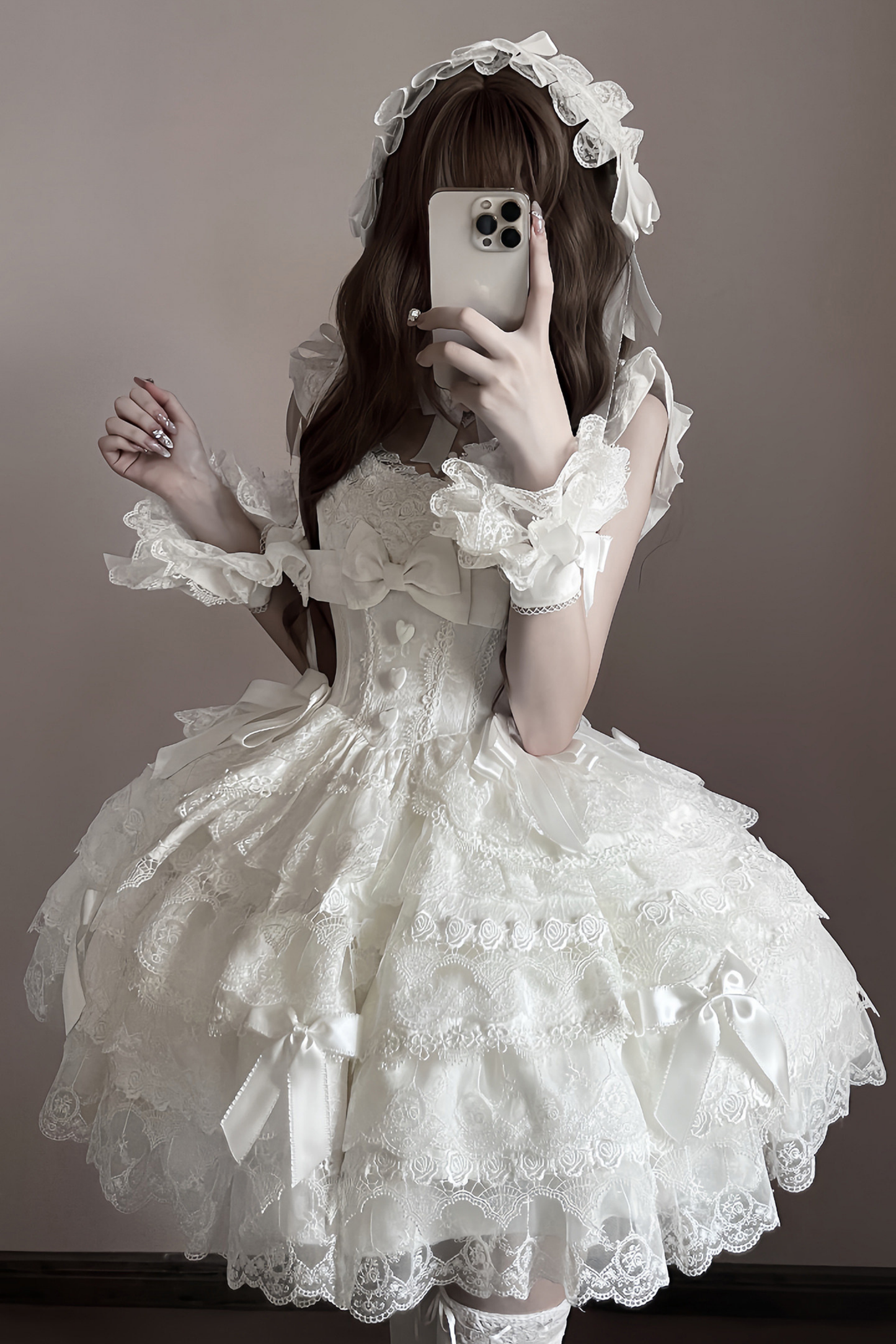 [pre-order] Princess Ballet Tiered Lolita Dress + Headband + Necklace + Sleeves + Tail
