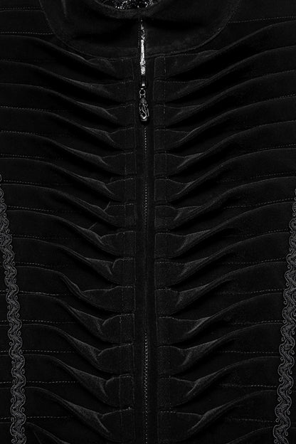 Black Stand Collar Pleated Swallow-tailed Gothic Vest