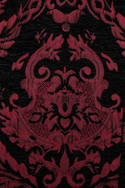 Black/red Stand Collar Jacquard Print Stitching Metal Ring Decoration Gothic Vest