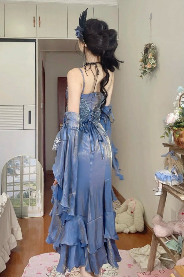 [pre-order] Amour Rose Bianca White and Blue Mermaid Dress Set