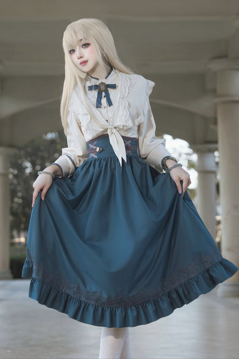 [pre-order] Retro Lolita Classic Blouse Skirt Shawl Suit