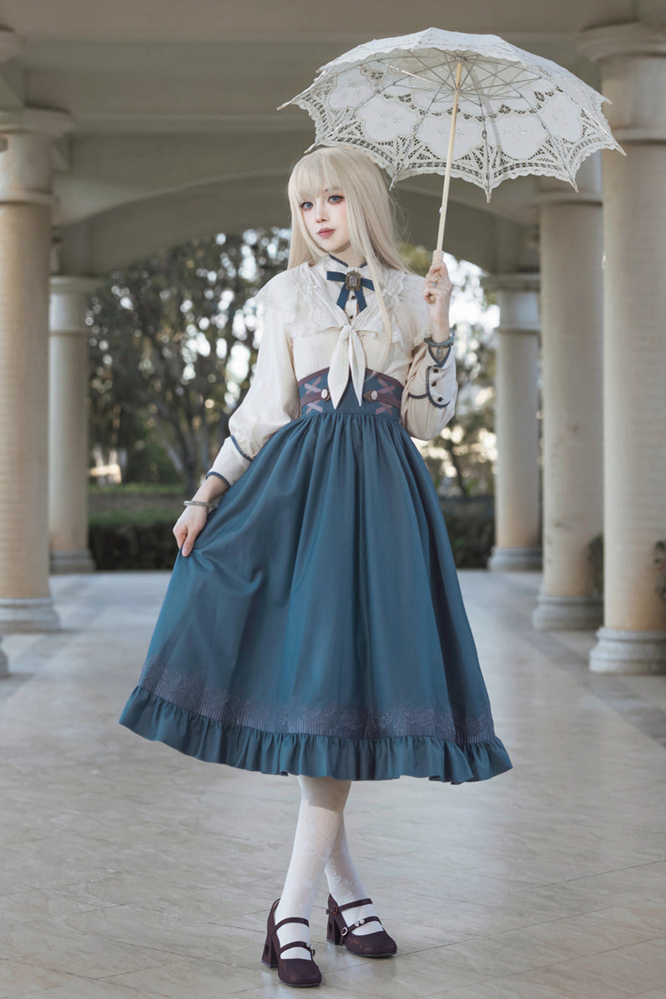[pre-order] Retro Lolita Classic Blouse Skirt Shawl Suit