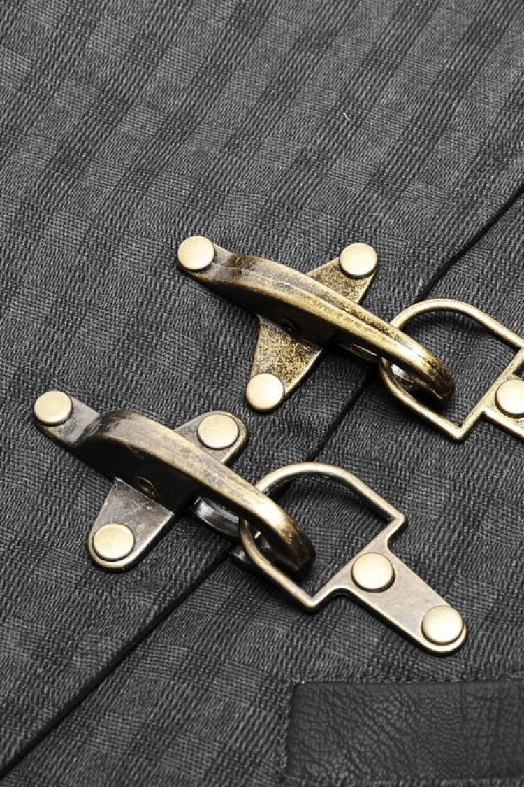 Black V Collar Sleeveless Metal Buckle Steampunk Crossover Formal Vest