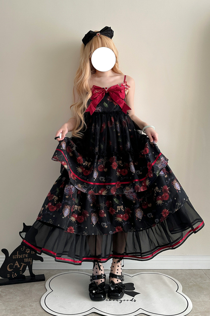 Retro Antique Cherry Sweet Lolita Dress + Jumper Skirt