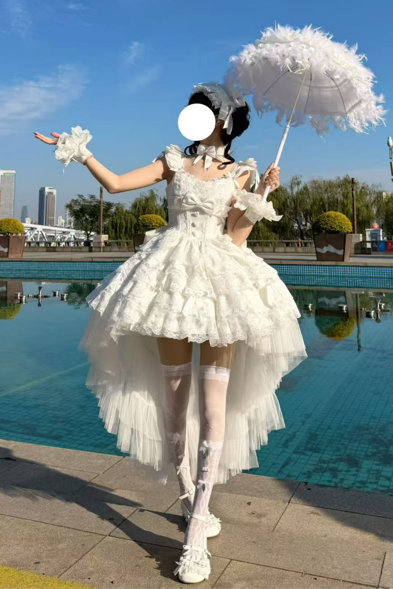 [pre-order] Princess Ballet Tiered Lolita Dress + Headband + Necklace + Sleeves + Tail