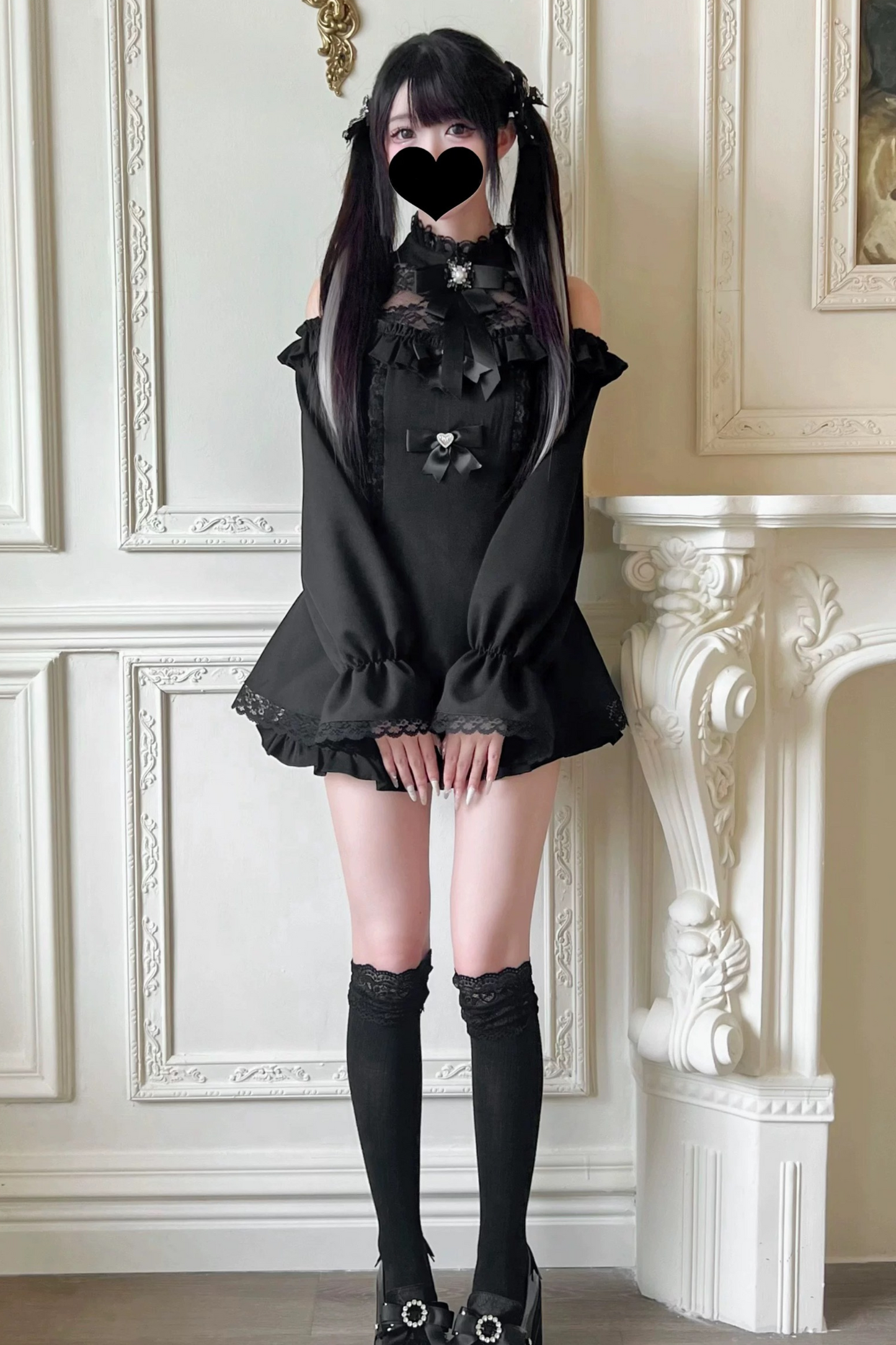 Jirai Off Shoulder Peplum Top + Ruffle Short Pants