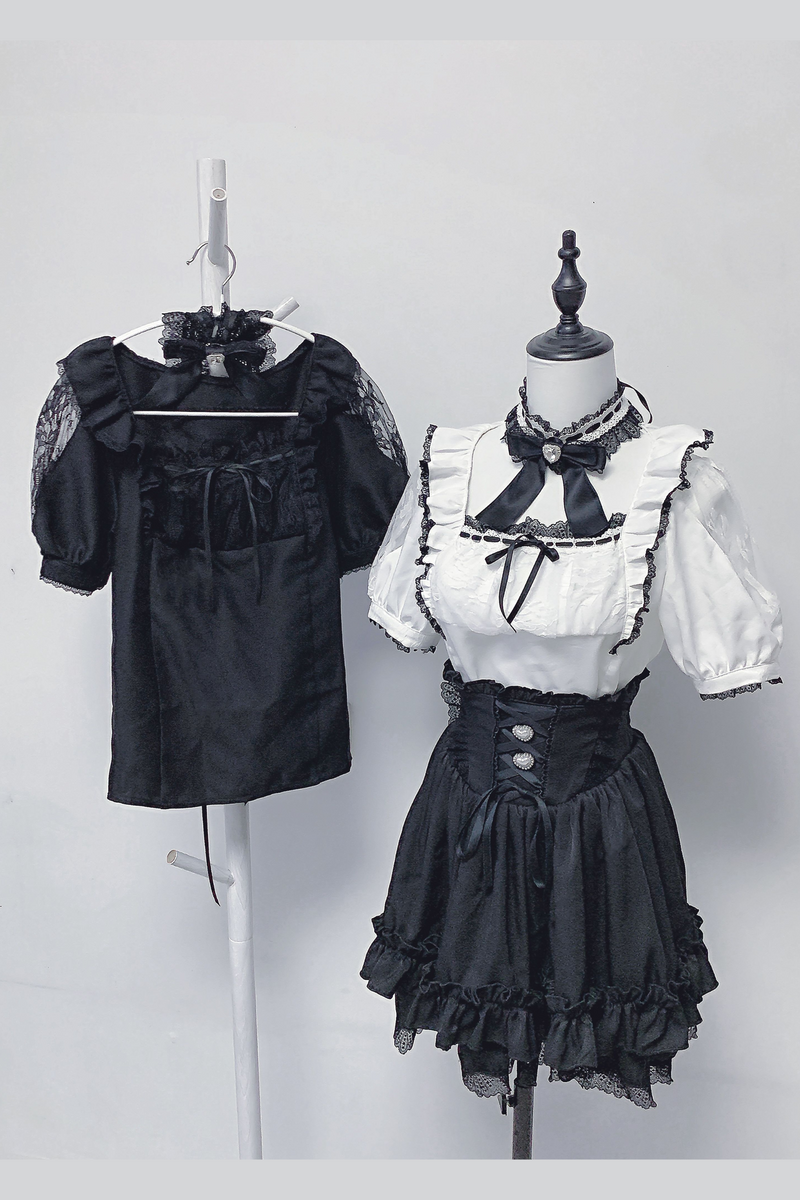 [pre-order] Lace Ribbon Shirt + Skirt