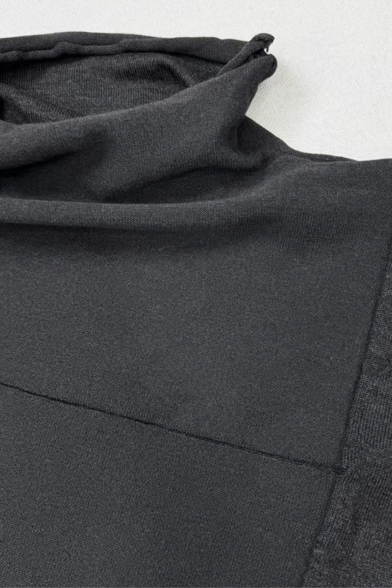 Dark Asymmetrical Turtleneck Top