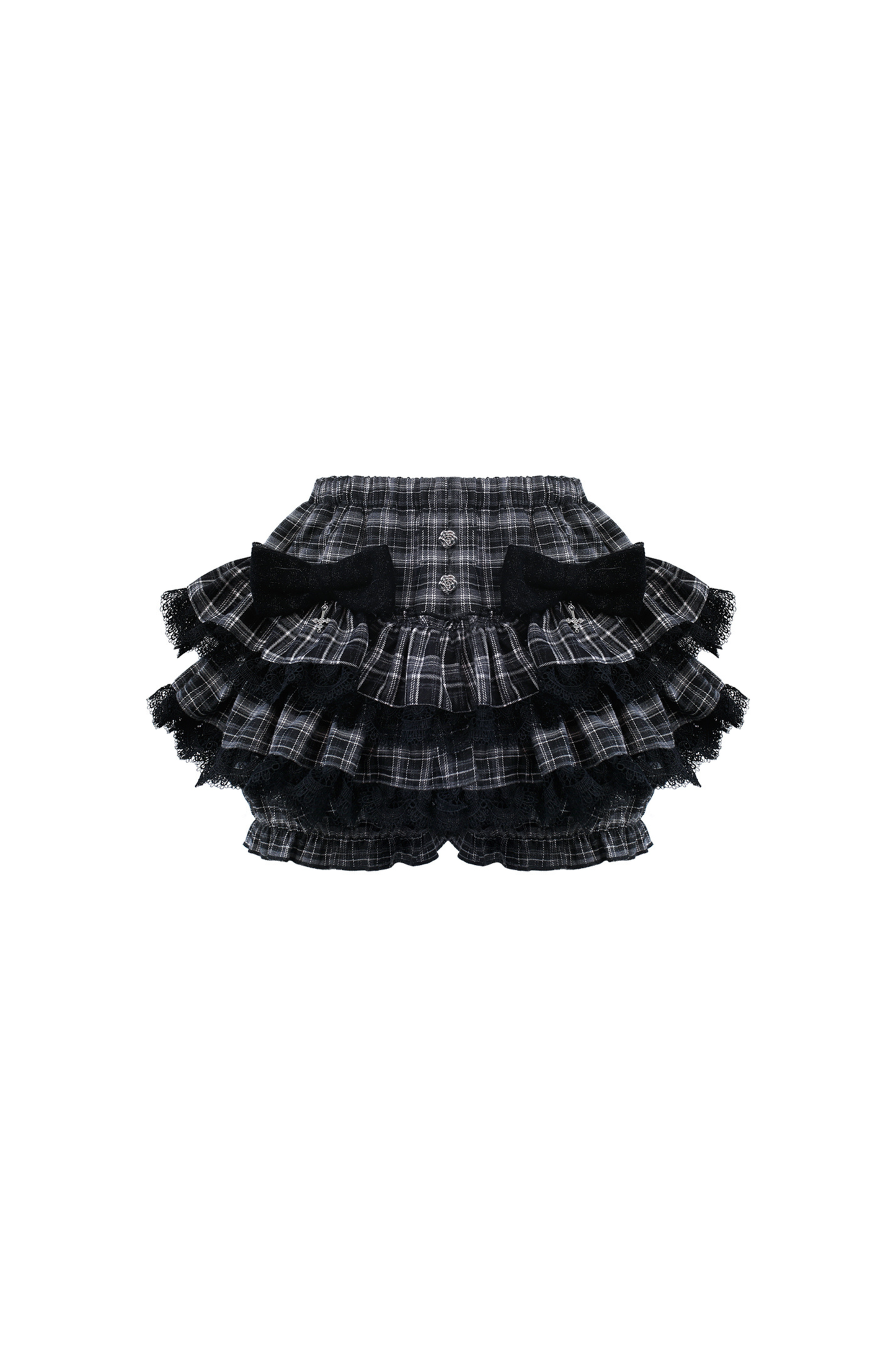 Lace-up Top + Checkered Skirt