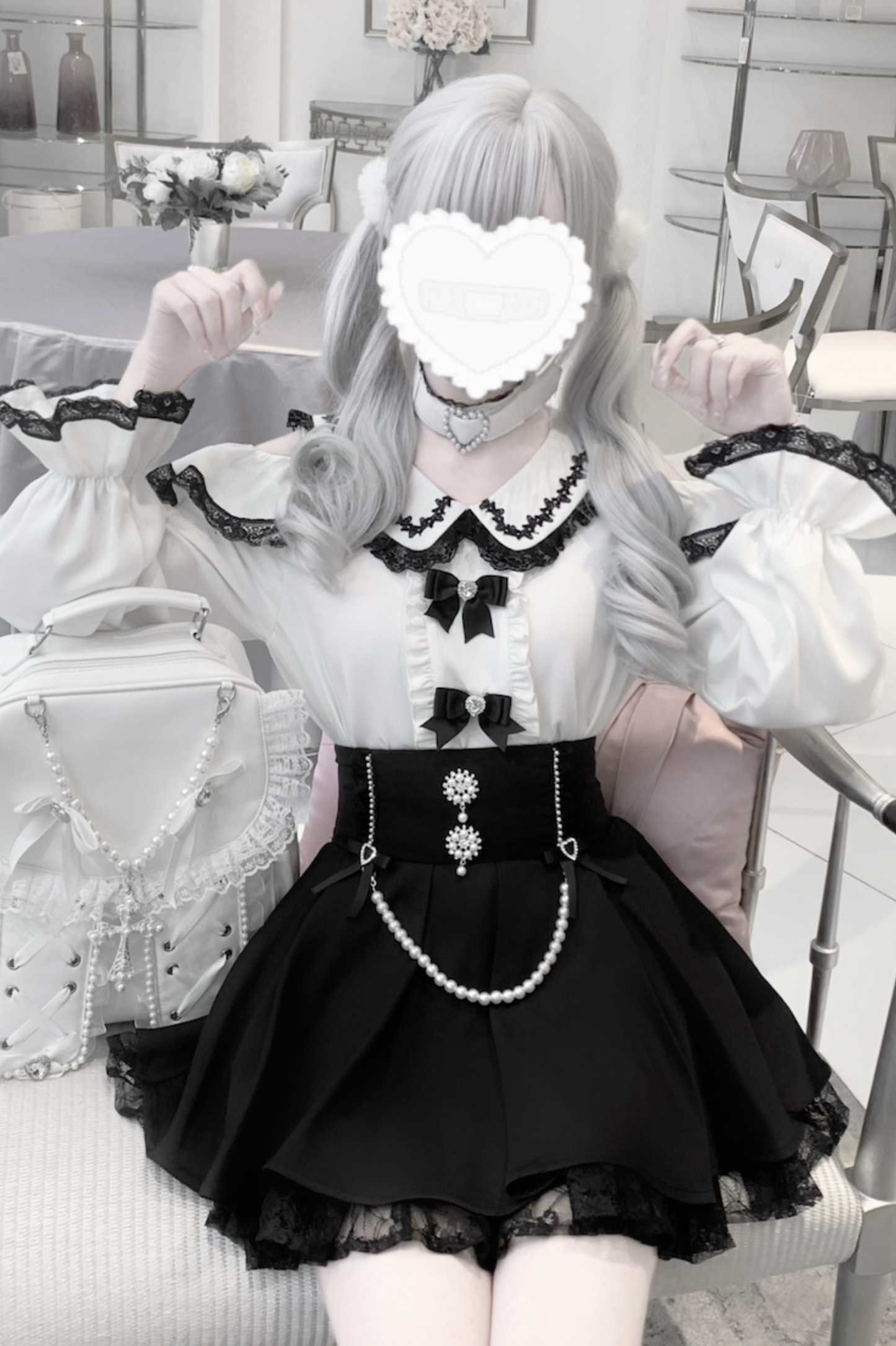 [pre-order] Jirai Sweet Girly Love Top + Pearl Skirt