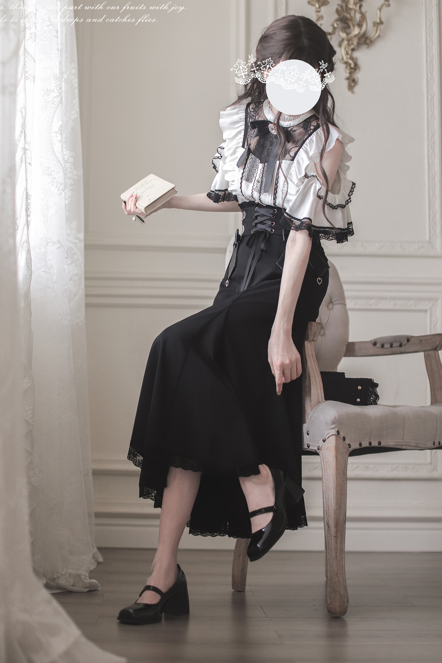 [pre-order] Off-shoulder Ruffle Tops + Mermaid Skirt + Ribbon