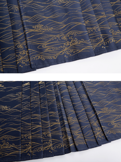 Chinese Volume Sleeve Shirt + Moonlit Sea Skirt [gold / Silver]