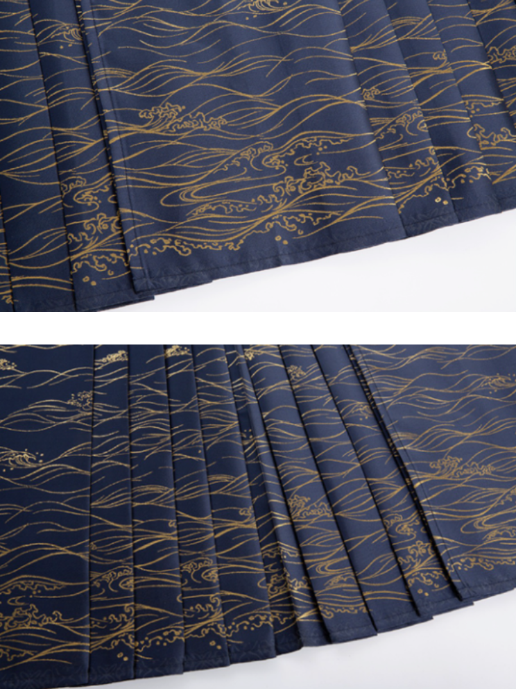 Chinese Volume Sleeve Shirt + Moonlit Sea Skirt [gold / Silver]