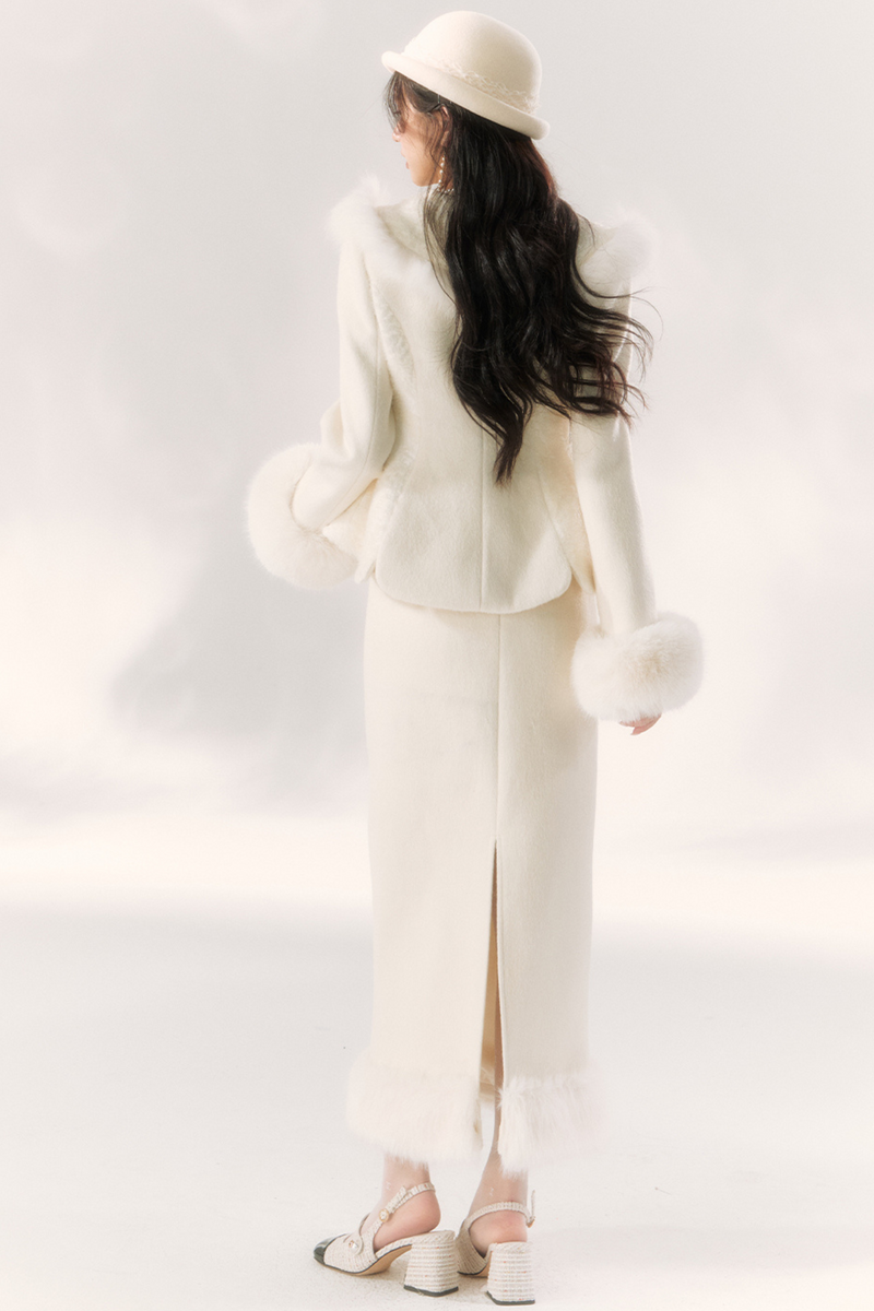 Sweet Girly Pure Top + Fur Skirt