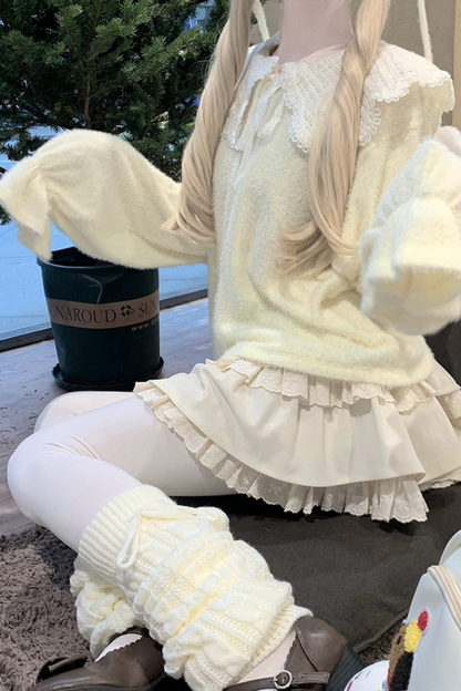 Little Feather Doll Top + Tiered Skirt + Cardigan
