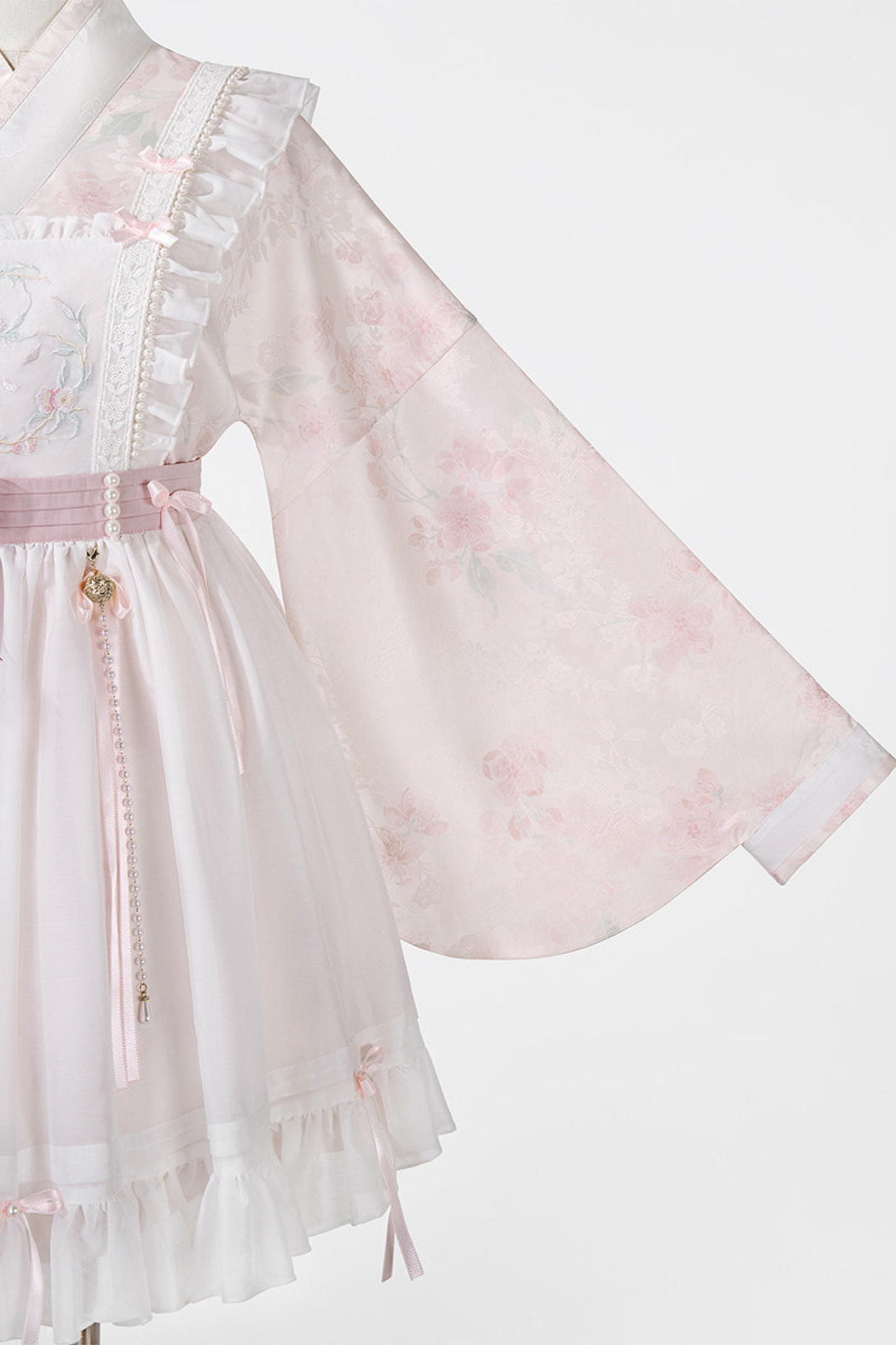 Retro White Peach Petticoat Dress Set