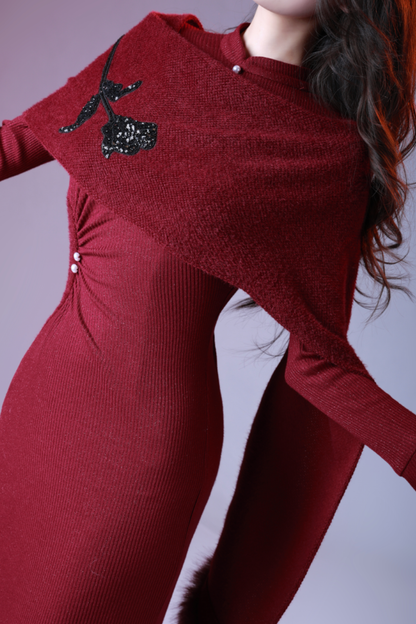 Shawl Faux Two-piece Mode Dress