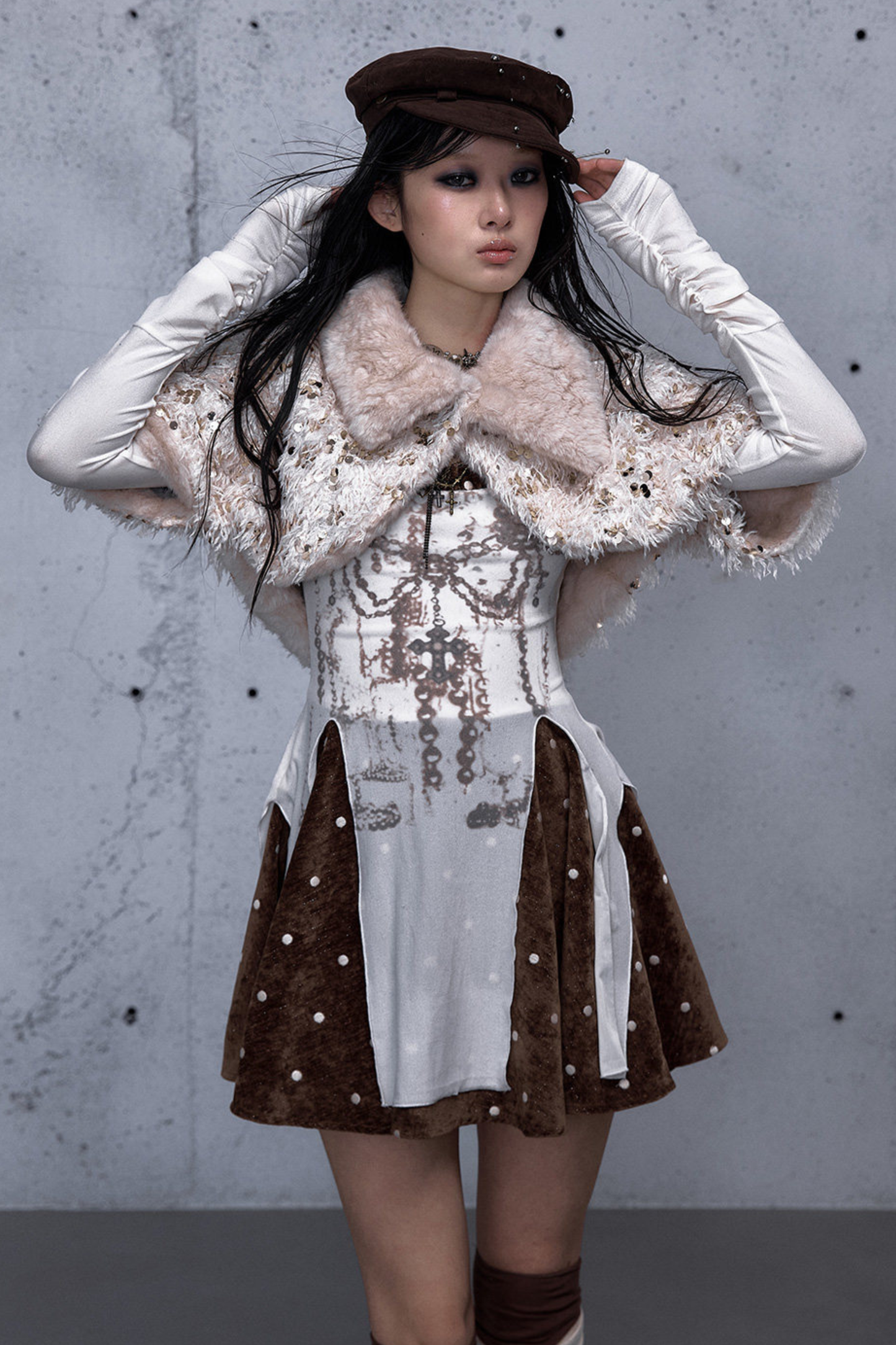 Baroque Velvet Plaid Dress