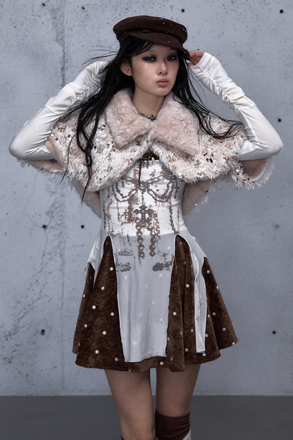 Baroque Velvet Plaid Dress
