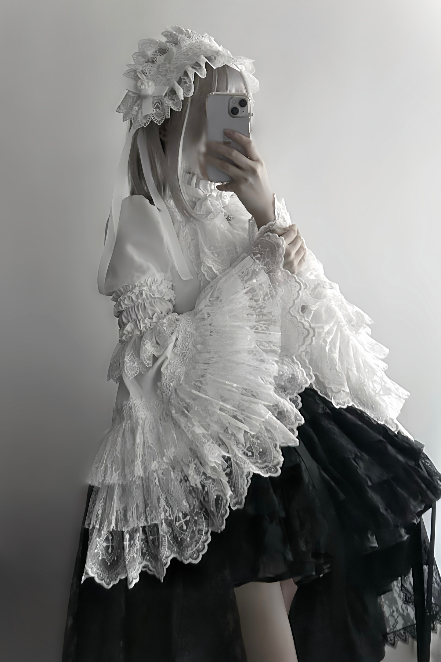 [pre-order Deadline: March 18] Dark Gothic Lolita Skirt + Shirt + Headband + Hat + Sleeve