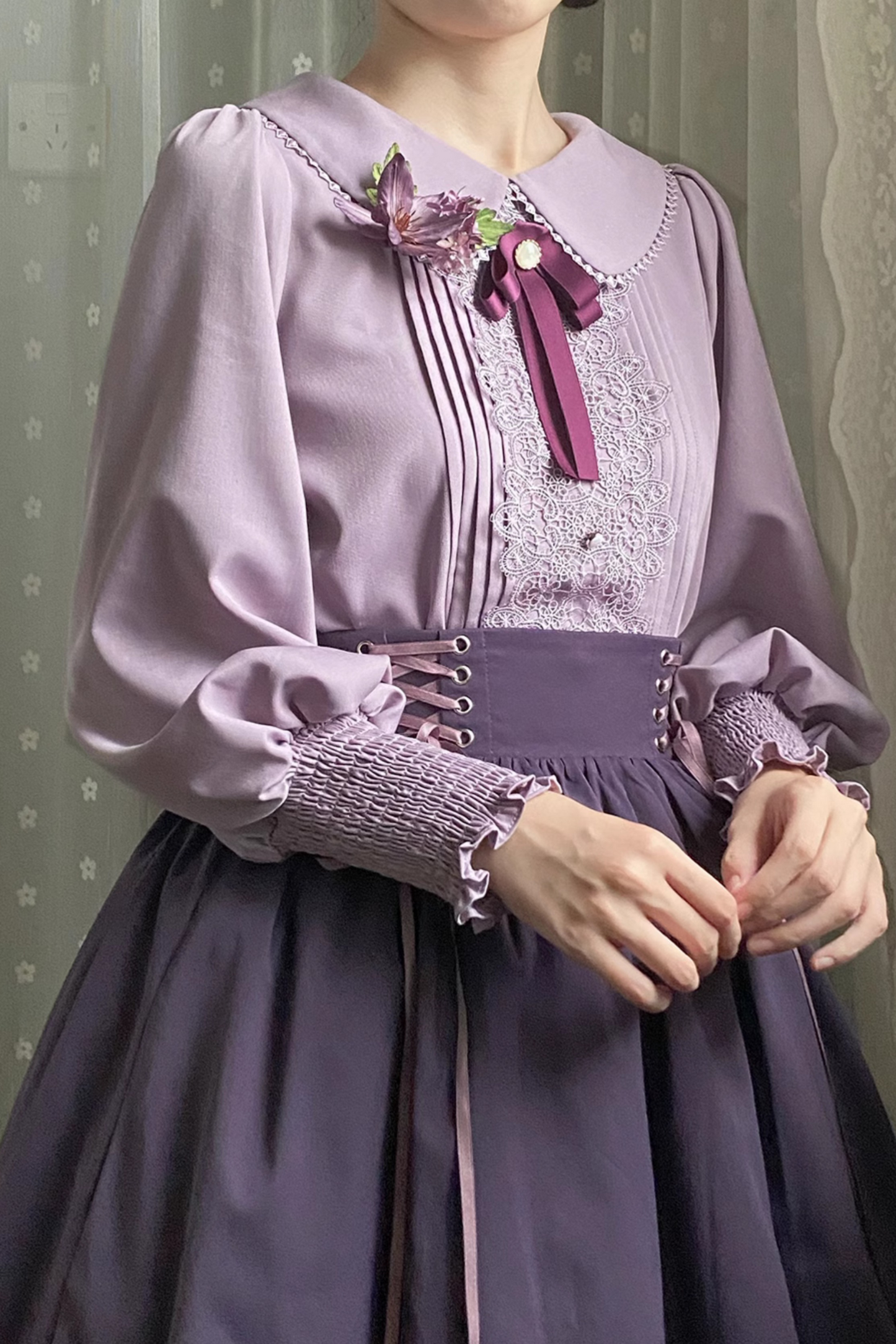[pre-order] Retro Sweet College Shirt + High Waist Flare Skirt