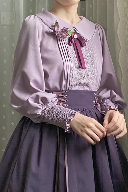 [pre-order] Retro Sweet College Shirt + High Waist Flare Skirt
