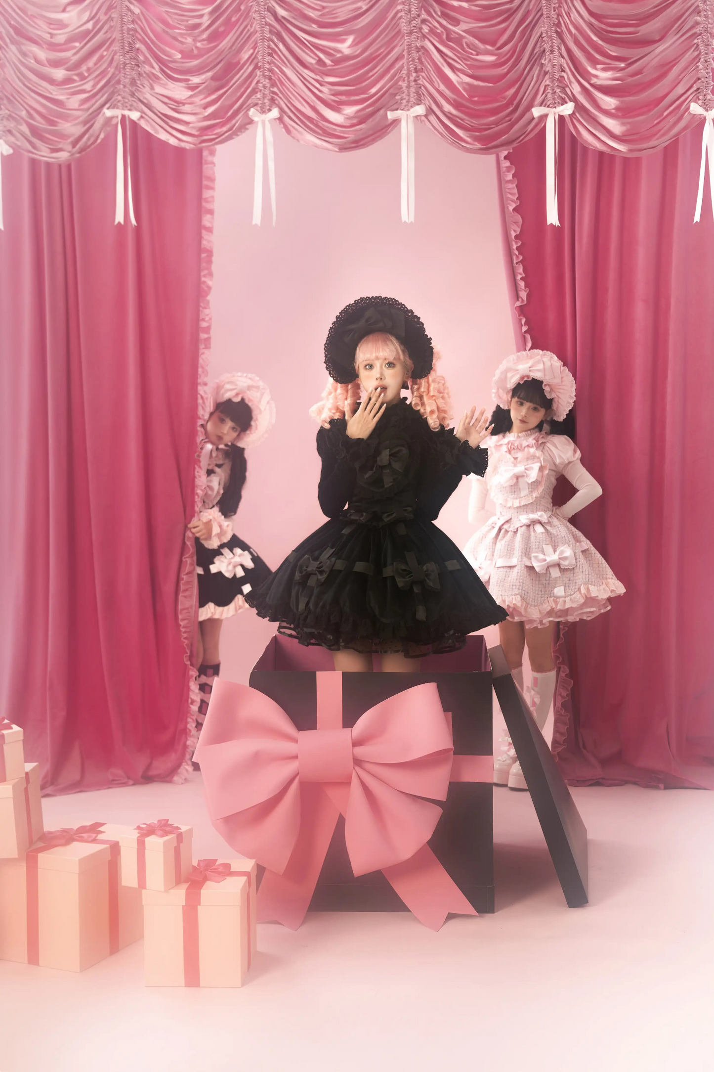 Sweetheart Lolita Suspender Skirt + Ruffle Neck Blouse + Petticoat