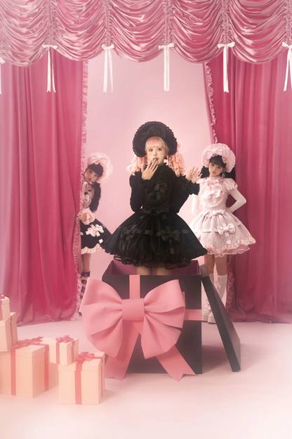 Sweetheart Lolita Suspender Skirt + Ruffle Neck Blouse + Petticoat