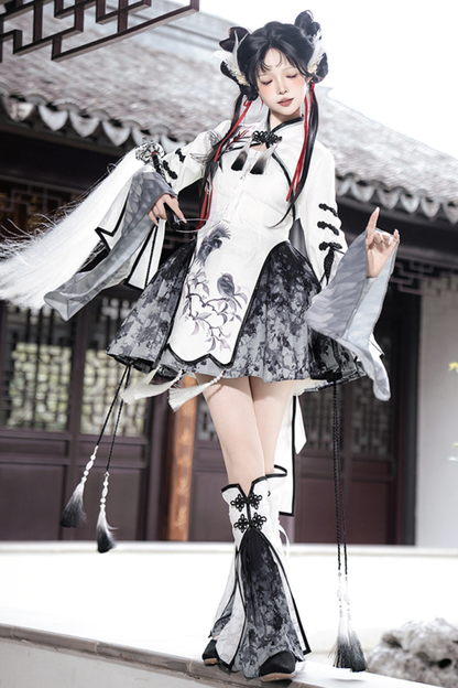 Chinese-style Top + Skirt + Camisole Dress + Leg Warmers