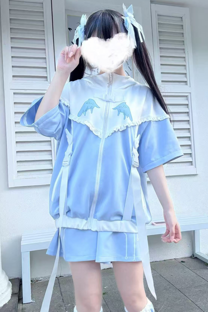 Aqua Angelic Subculture Hoodie Jacket + Pants + Leg Cover