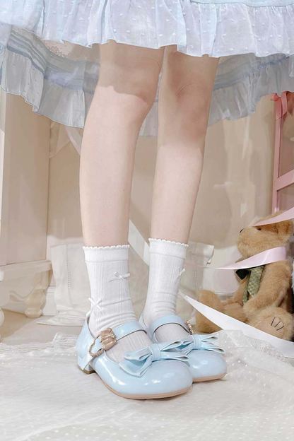 Glossy Color Ribbon Shoes