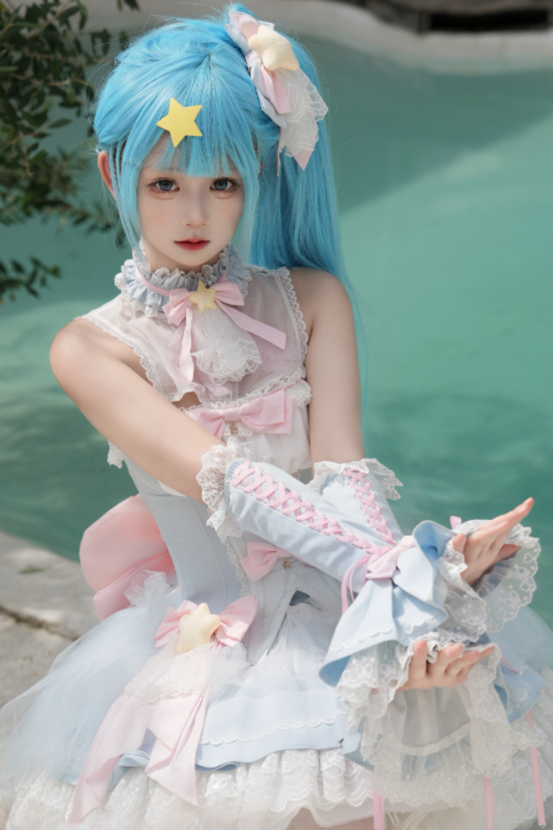Magic Fairy Sparkling Water Lolita Top + Skirt + Hair Clip + Tail + Magic Stitching