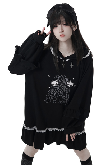 Big Swing Shirt Design Top + Hooded Dress + Long Culottes