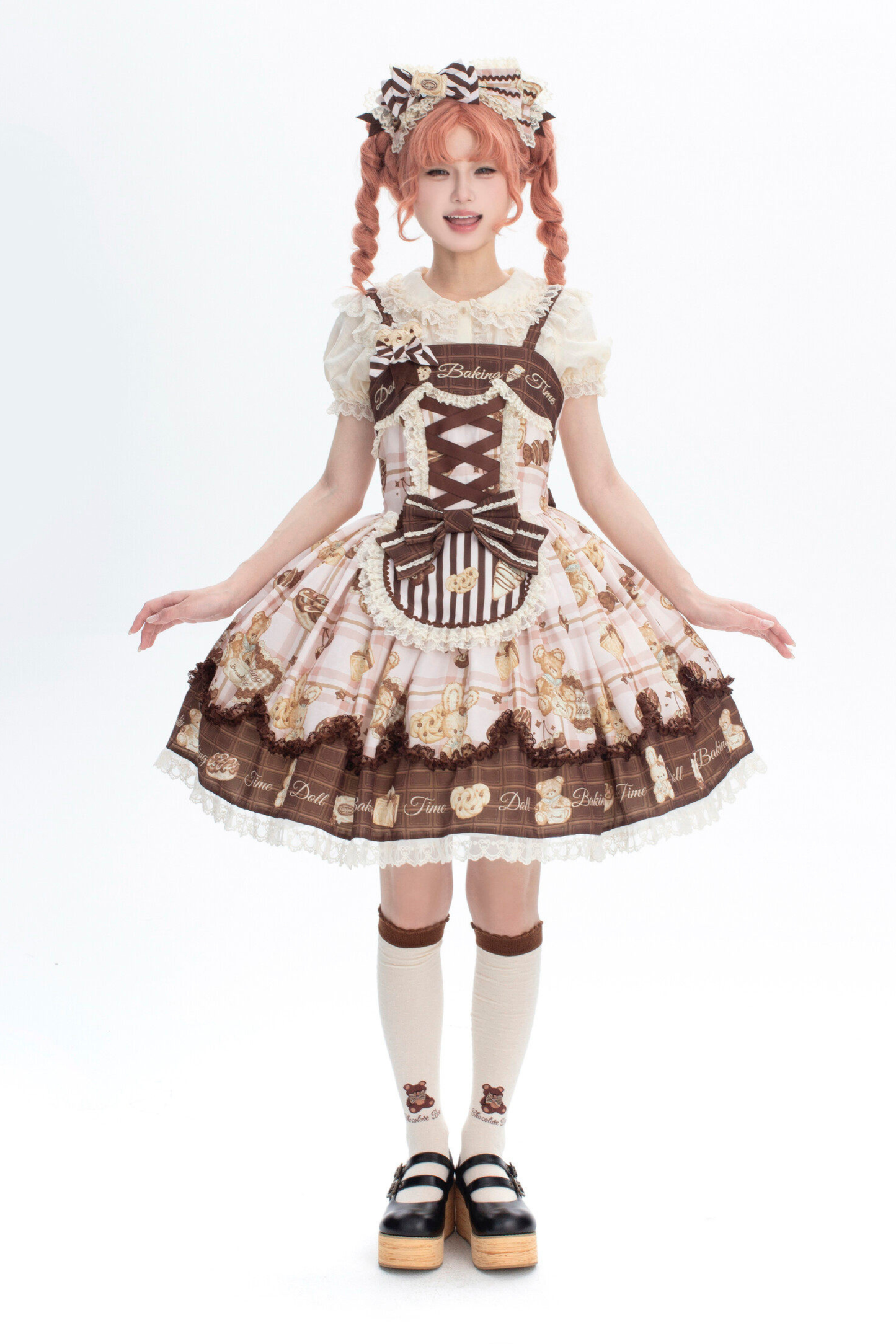 Bear Tea Party Lolita Dress + Jumper Skirt + Shirt + Headband + Brooch + Apron