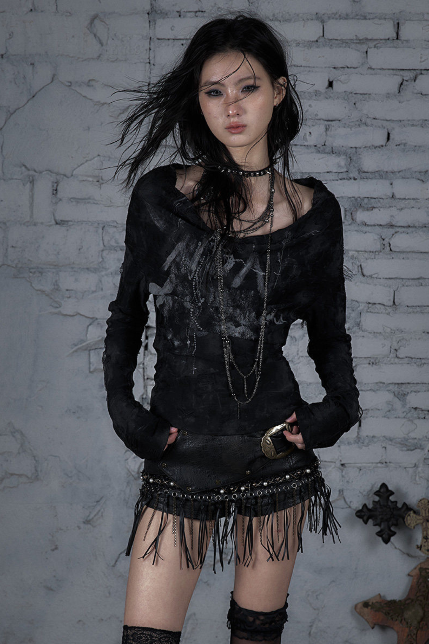 Dark Punk One Shoulder Top