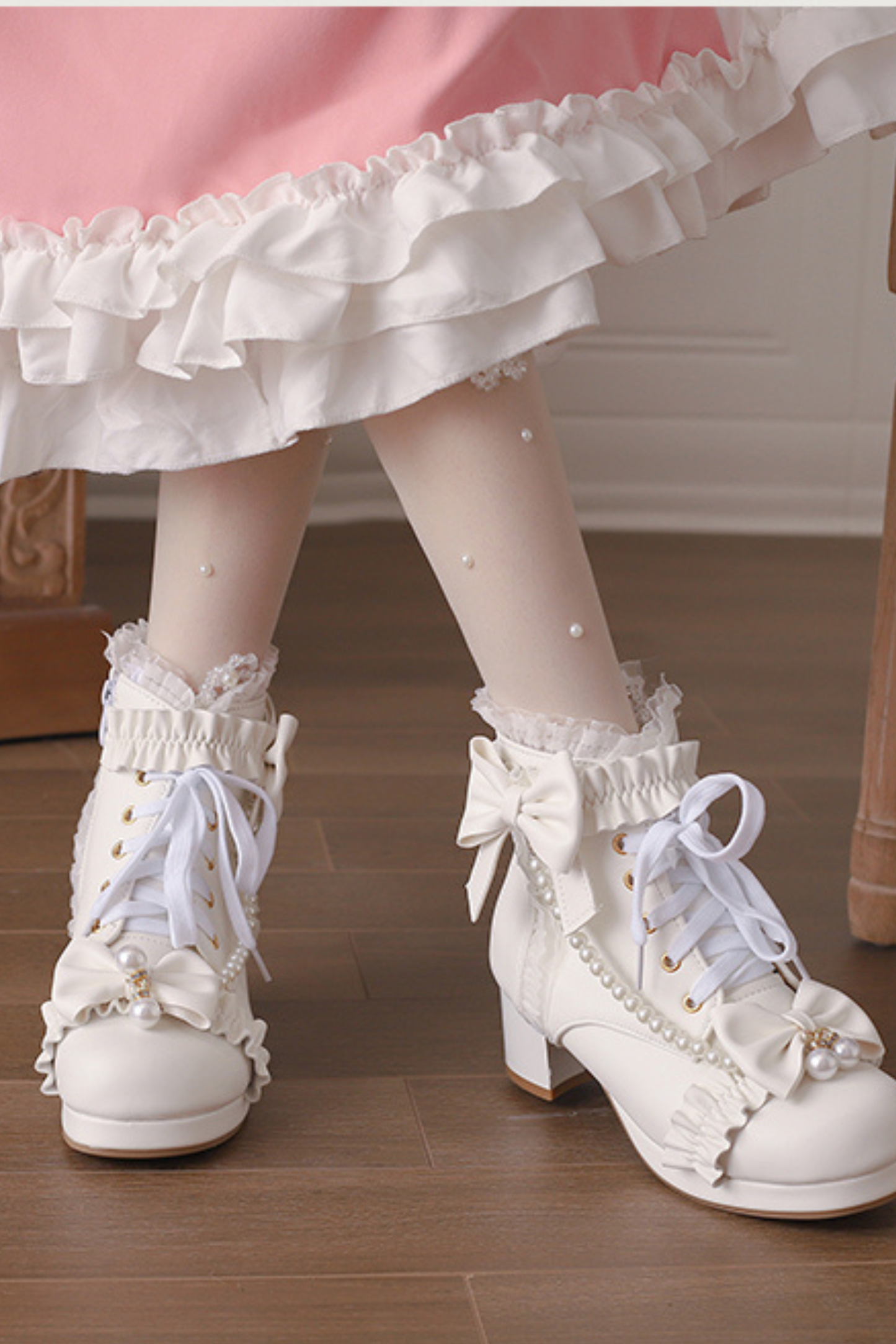 Pearl Ribbon Sweet Lolita Boot