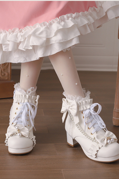 Pearl Ribbon Sweet Lolita Boot
