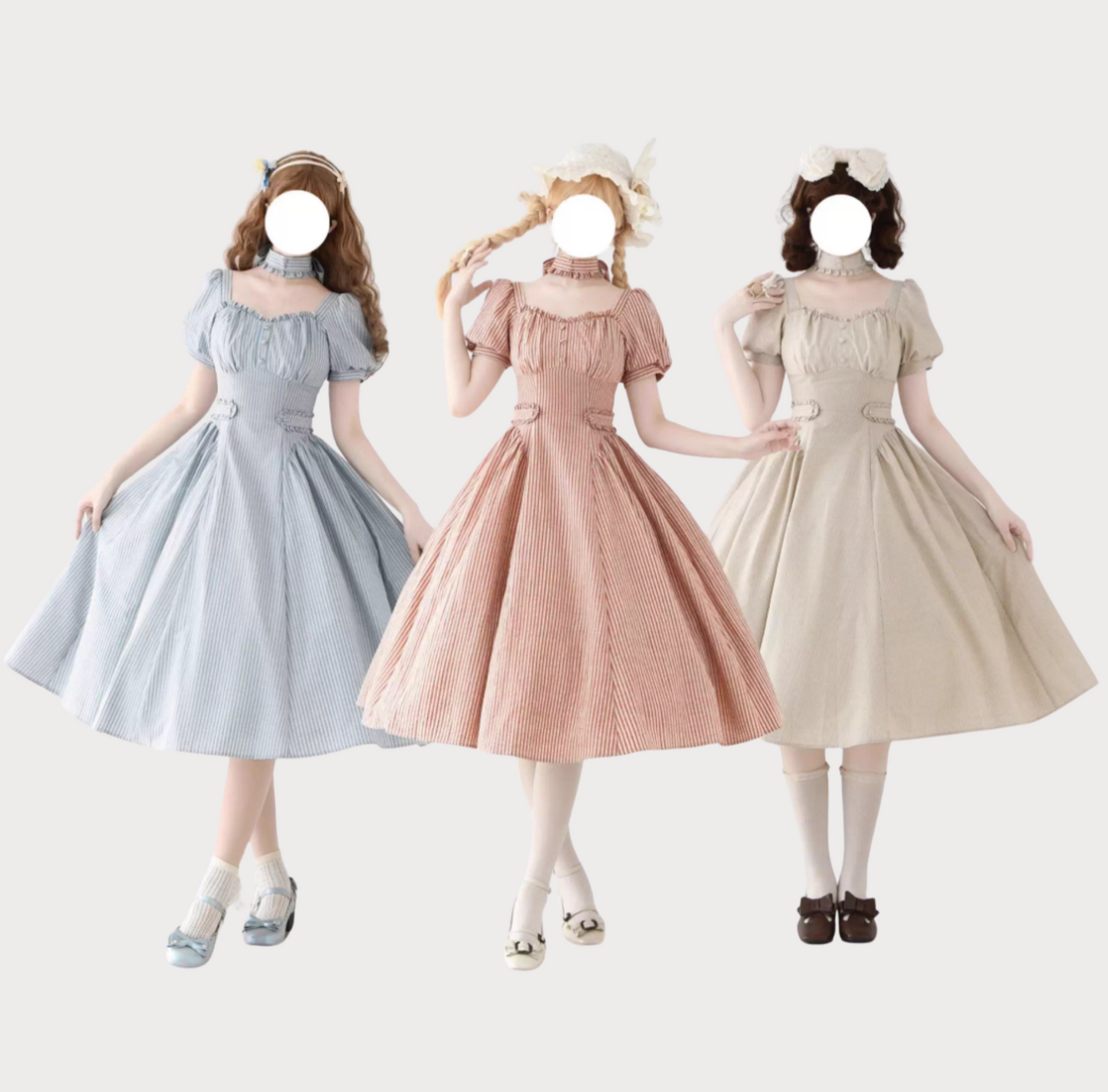 [pre-order] Retro French Classic Cotton & Linen Striped Dress