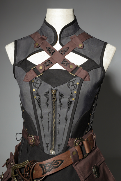 [reserved Item] Punk Style Dark Gothic Dress + Shorts + Shawl + Sleeves + Belt Bag