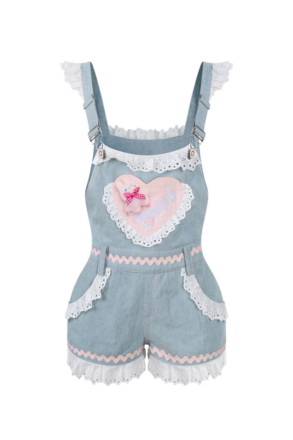 Strawberry Bunny Top + Denim Salopettes