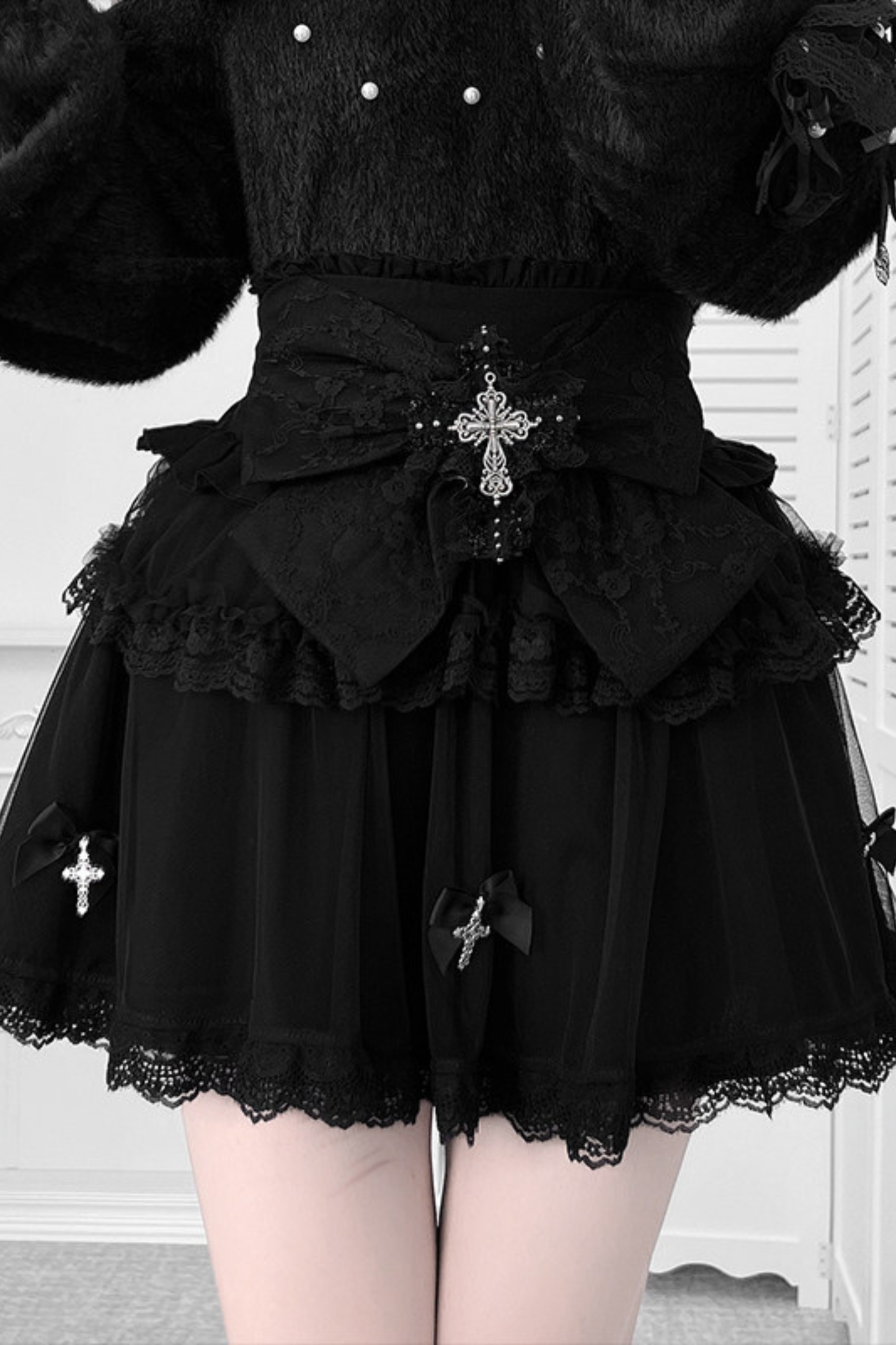 Jirai Cardigan + Flare Skirt + Cross Skirt