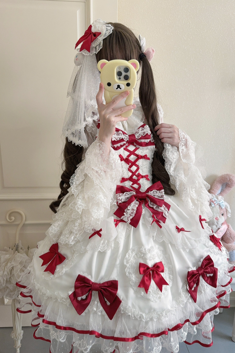 Sweetheart Lolita Dress + Ribbon + Veil